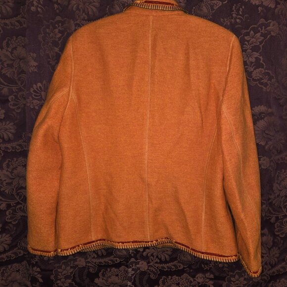 Basler Jeans Orange Viscose Beaded Embroidered Velvet Trimmed Blazer Size 44 - Picture 5 of 12